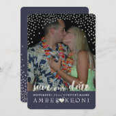 PixDezines Faux Silver Confetti/Hart/Opslagdatum Save The Date (Voorkant / Achterkant)