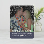 PixDezines Faux Silver Confetti/Hart/Opslagdatum Save The Date (Staand voorkant)