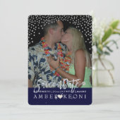 PixDezines Faux Silver Confetti/Hart/Opslagdatum Save The Date (Staand voorkant)