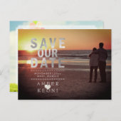 PixDezines Faux Silver De datum opslaan Aankondigingskaart (Voorkant / Achterkant)