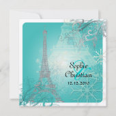 PixDezines Faux Silver Eiffel Tower/Blauwgroen Kaart (Voorkant)