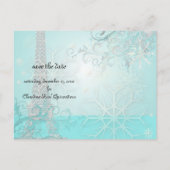 PixDezines Faux Silver Eiffeltoren/Blauwgroen Aankondigingskaart (Achterkant)