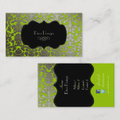 PixDezines faux Silver Flora damask/diy color Visitekaartje (Voorkant / Achterkant)