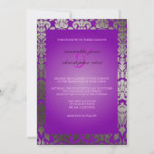 PixDezines Faux SIlver Flora Damask/Royal Paars Kaart (Achterkant)