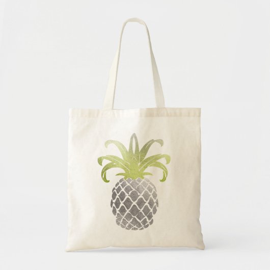 PixDezines Faux Silver Gold Pineappel Tote Bag (Voorkant)
