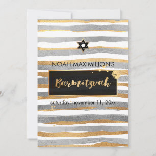 PixDezines faux Silver/Gold/Strees bar mitzvah Kaart