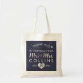PixDezines Faux Silver Heart/Mr&Mrs/Dank u Tote Bag (Voorkant)