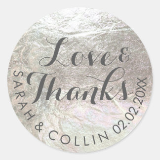 PixDezines faux silver/love/bedankt/DIY tekst Ronde Sticker