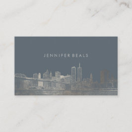 PixDezines Faux Silver NYC Skyline/DIY background Visitekaartje