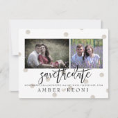 PixDezines Faux Silver Polka Dots Sla de datum op Save The Date (Voorkant)