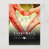 PixDezines Faux Silver Save the Date/Heart Aankondigingskaart (Voorkant)