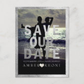 PixDezines Faux Silver Save the Date/Heart Aankondigingskaart (Voorkant)