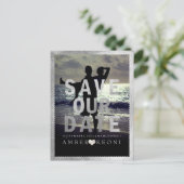 PixDezines Faux Silver Save the Date/Heart Aankondigingskaart (Staand voorkant)