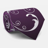 PixDezines Faux Silver Vine Swirls /Plum Stropdas (Opgerold)