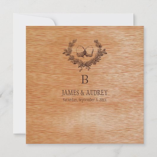 PixDezines faux wood veneer+acorns Kaart (Voorkant)