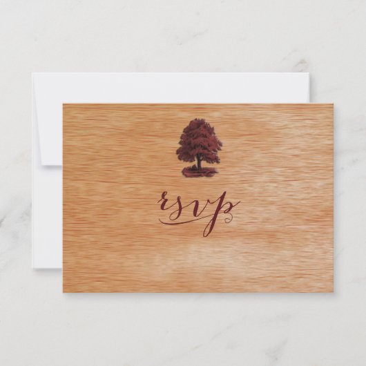 PixDezines faux wood veneer+oak tree RSVP Kaartje (Voorkant)