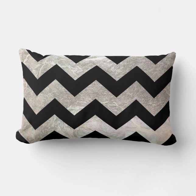PixDezines faux zilver chevron + zwart Kussen (Voorkant)