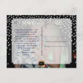 PixDezines faux zilver/confetti/datum opslaan/DIYc Aankondigingskaart (Achterkant)