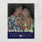 PixDezines faux zilver/confetti/datum opslaan/DIYc Aankondigingskaart (Voorkant)