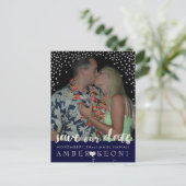 PixDezines faux zilver/confetti/datum opslaan/DIYc Aankondigingskaart (Staand voorkant)