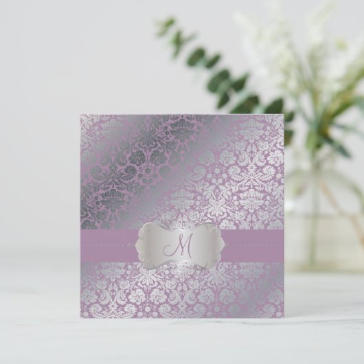 PixDezines faux zilver/DIY achtergrond/lavender Kaart (Staand voorkant)