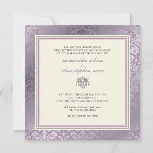 PixDezines faux zilver/DIY achtergrond/lavender Kaart (Achterkant)