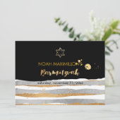 PixDezines faux zilver/goud/strepen bar mitswa Kaart (Staand voorkant)