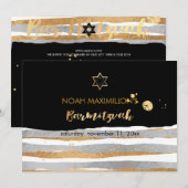 PixDezines faux zilver/goud/strepen bar mitswa Kaart (Voorkant / Achterkant)