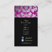 PixDezines faux zilveren barokke damast+juweel Visitekaartje (Achterkant)