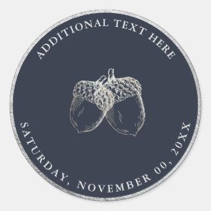 PixDezines FAUX ZILVEREN EIKELS DIY ACHTERGROND Ronde Sticker