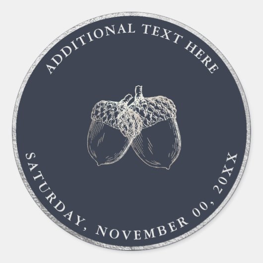 PixDezines FAUX ZILVEREN EIKELS|DIY ACHTERGROND Ronde Sticker (Voorkant)