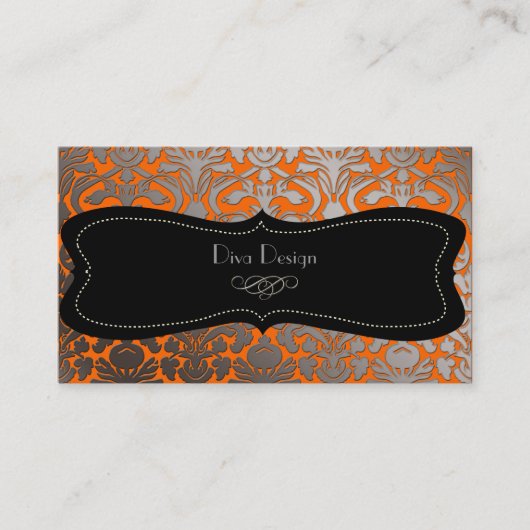 PixDezines faux zilveren flora damast/diy kleur Visitekaartje (Voorkant)