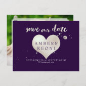 PixDezines faux zilveren hart/opslaan datum/DIY kl Aankondigingskaart (Voorkant / Achterkant)