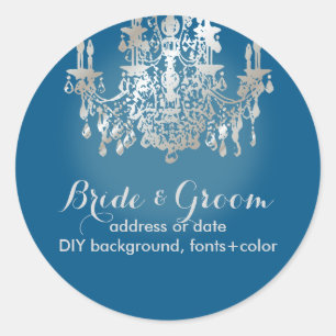 PixDezines faux zilveren kristal kroonluchter/DIY  Ronde Sticker