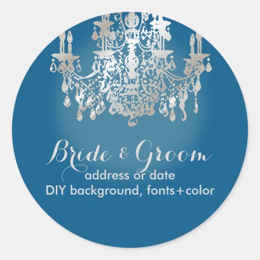 PixDezines faux zilveren kristal kroonluchter/DIY  Ronde Sticker (Voorkant)