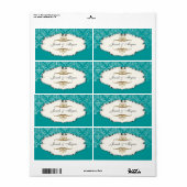 PixDezines Felina, blauwgroen + pareldamast 14 Etiket (Full Sheet)