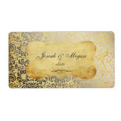 PixDezines Felina, Faux Silver Fidora Damask Etiket (Voorkant)