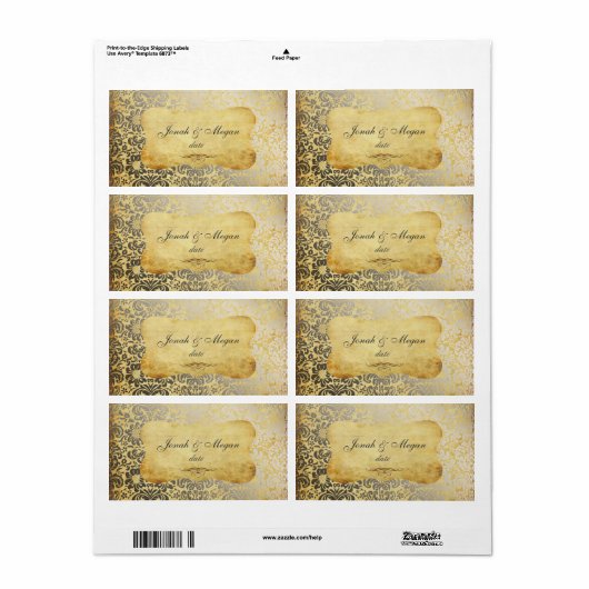 PixDezines Felina, Faux Silver Fidora Damask Etiket (Full Sheet)