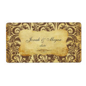 PixDezines Felina, Faux Silver Fidora Damask Etiket (Voorkant)