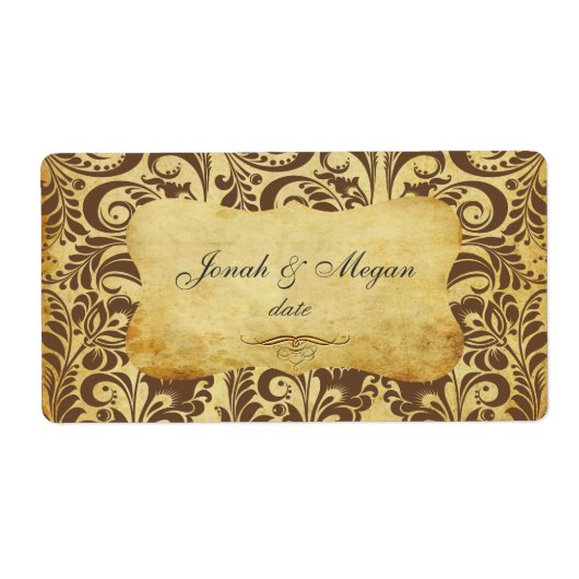 PixDezines Felina, Faux Silver Fidora Damask Etiket (Voorkant)