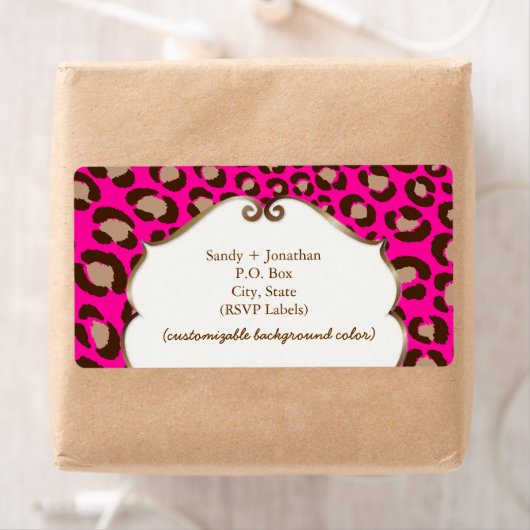 PixDezines Felina, hete roze luipaard print Etiket (Insitu)