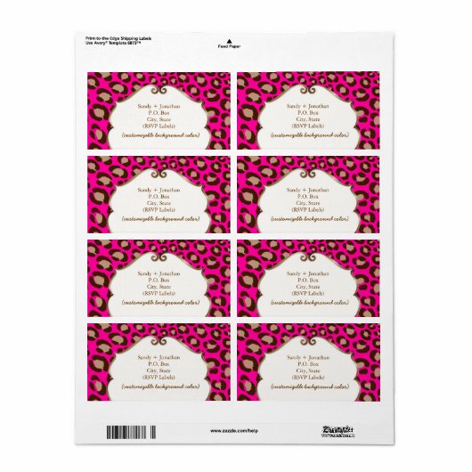 PixDezines Felina, hete roze luipaard print Etiket (Full Sheet)