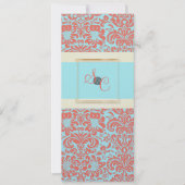 PixDezines Fidora Blue+Coral  Damask Kaart (Voorkant)