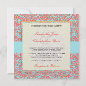 PixDezines Fidora Blue+Coral  Damask Kaart (Achterkant)