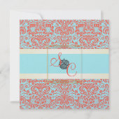 PixDezines Fidora Blue+Coral  Damask Kaart (Voorkant)