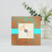 PixDezines Fidora Blue+Oranje Damask Kaart (Staand voorkant)
