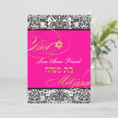 PixDezines Fidora Damask, Bat Mitzvah/DIY kleur Kaart (Staand voorkant)