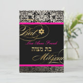 PixDezines Fidora Damask, Bat Mitzvah/DIY kleur Kaart (Staand voorkant)