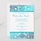 PixDezines FIDORA DAMASK BAT MITZVAH, TURQUOISE Kaart (Achterkant)