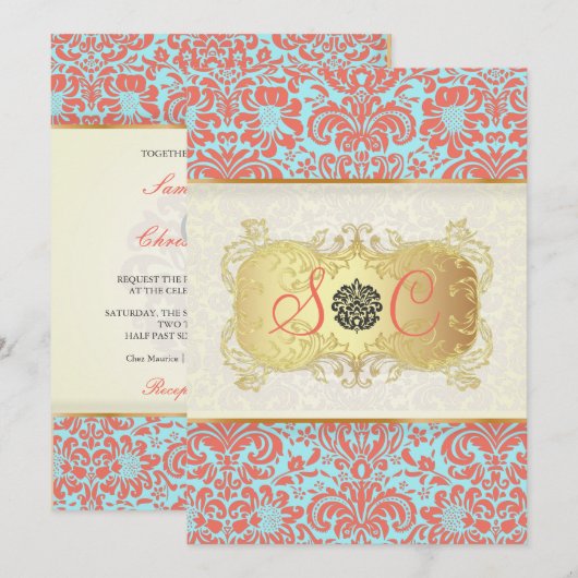 PixDezines Fidora Damask Kaart (Voorkant / Achterkant)